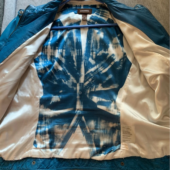 Danier Blue Leather Jacket, size Large - Picture 2 of 4